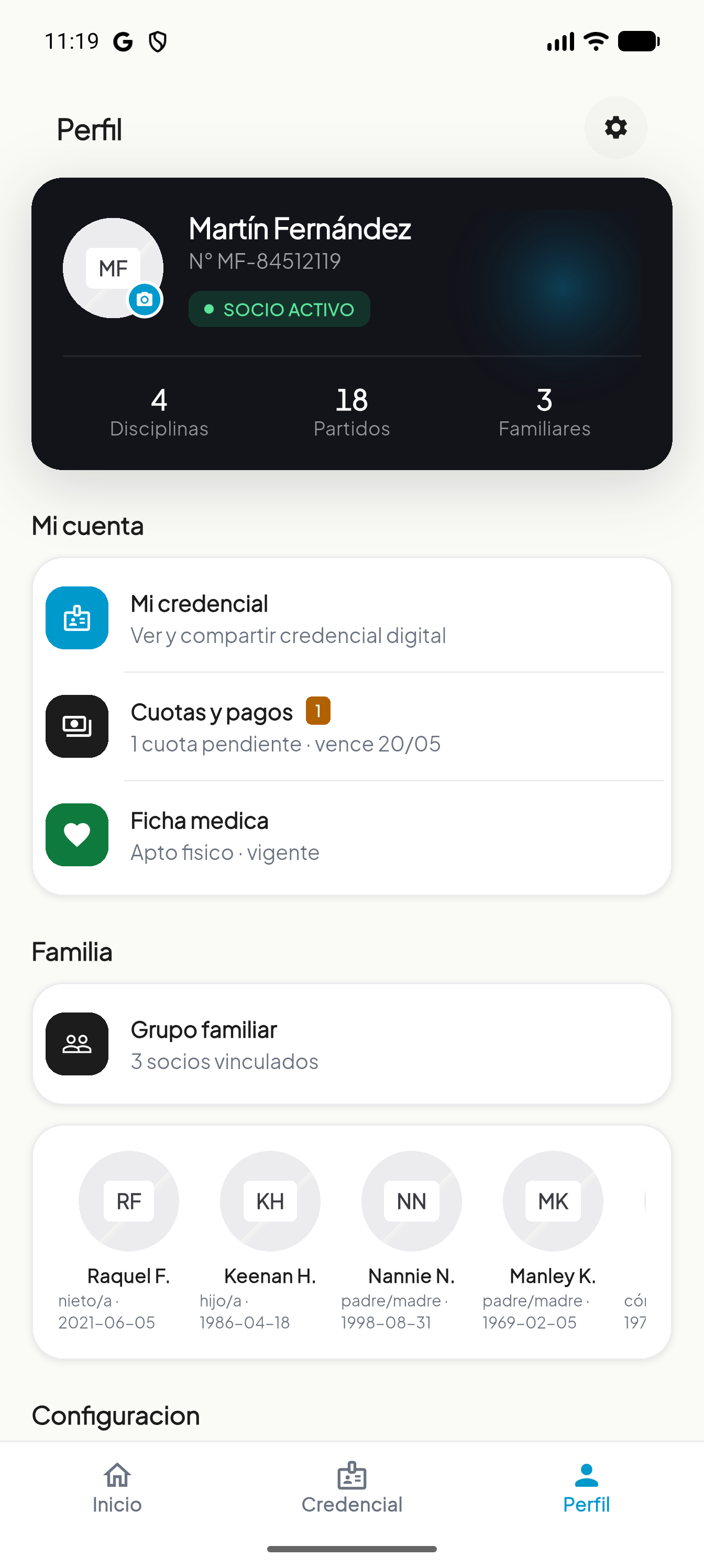 Perfil del socio
